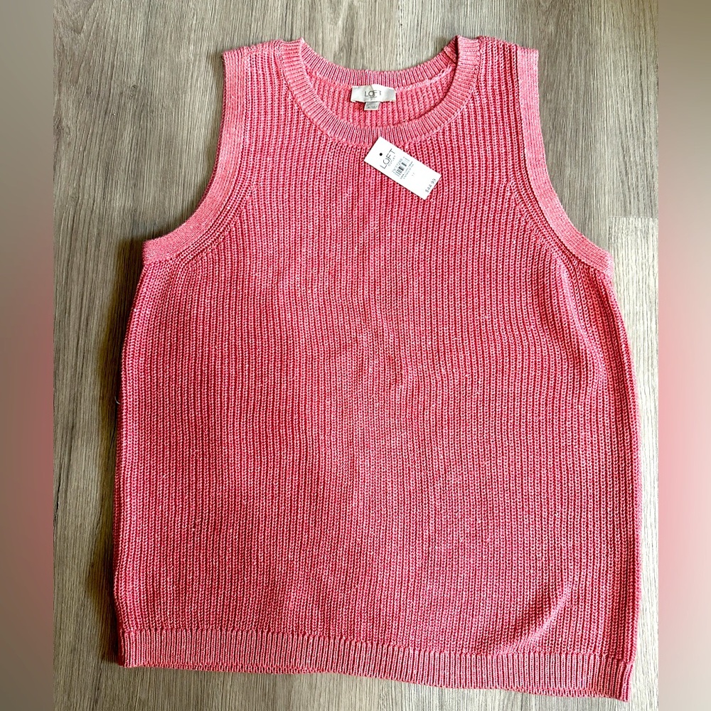 LOFT Coral Sleeveless Knit Tank Top New